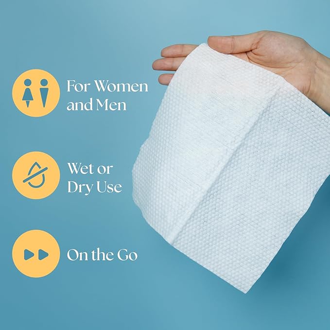 70 Count Disposable Face Towels Facial Cleansing Wipes, Quick Dry Makeup Remover Cloths, Soft Face Towelettes for Women & Men by WipesyWiz 7.9"x7.9" (Pack of 1)