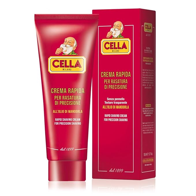 CELLA MILANO, Brushless Fast Shaving Cream for Precision Shaving, Transparent, Delivers for a Smooth Shave, Great for Prrecision Edging of Beards, Sideburns and Moustaches, 5.2 oz, Made in Italy
