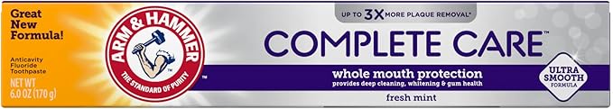 ARM & HAMMER Complete Care Toothpaste, Teeth Whitening Toothpaste, Fluoride, Whole Mouth Protection, Fresh Mint Flavor, 6.0 oz (Pack of 1)