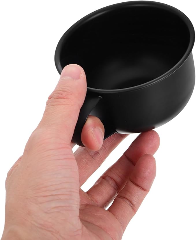FRCOLOR Men’s Shaving Soap Bowl with Handle, Metal Shaving Mug for Beard Shave, Barber Shave Cup for Home, Black Foam Lather Container