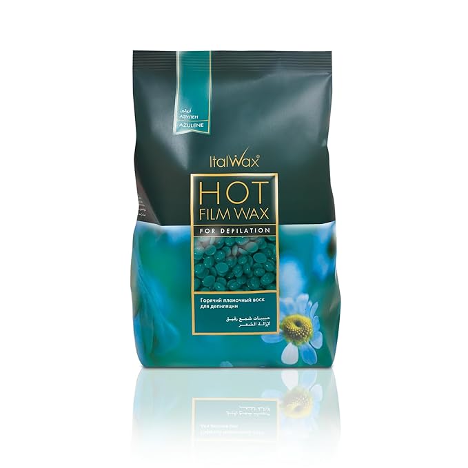 Italwax Azulene - 1kg / 2.2lb - Hard wax beads for hair removal - Natural formulation ideal for all skin type - Unscented - Recommended for Bikini Area and Armpits