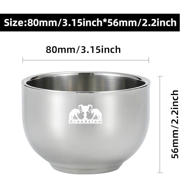 Grandslam Deluxe Shaving Kit for Men, 3 in 1 Shaving Set Includes Shaving Brush, Stainless Steel Shaving Bowl and Razor & Brush Holder, Silver Set