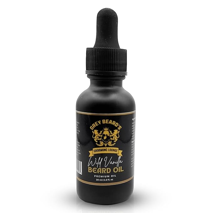 Grey Beard's Grooming Lounge Wild Vanilla Beard Oil for Men 1 fl oz - Natural Leave-In Conditioner with Jojoba Argan and Grapeseed Oils