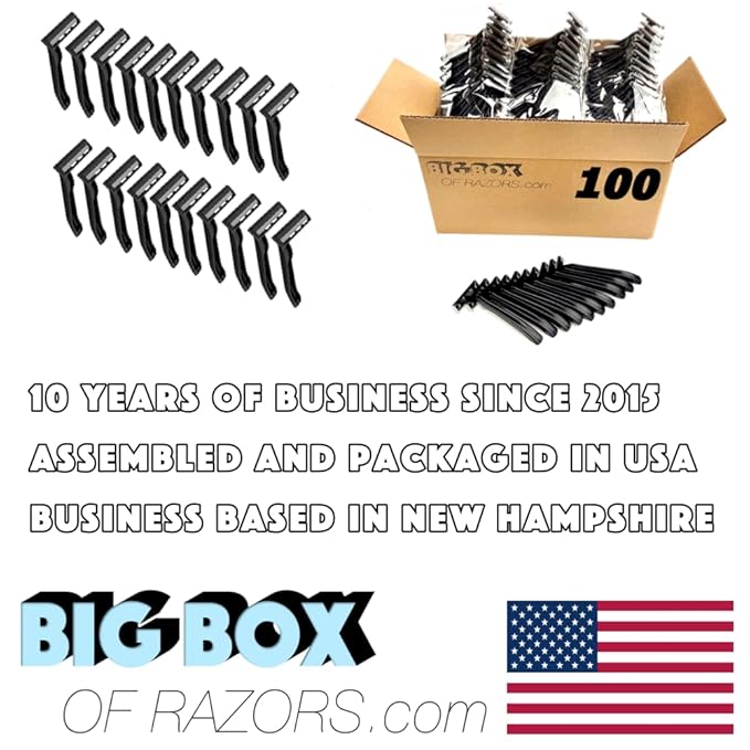 100 Twin Blade Black Disposable Razors in Bulk - Professional or Home Use