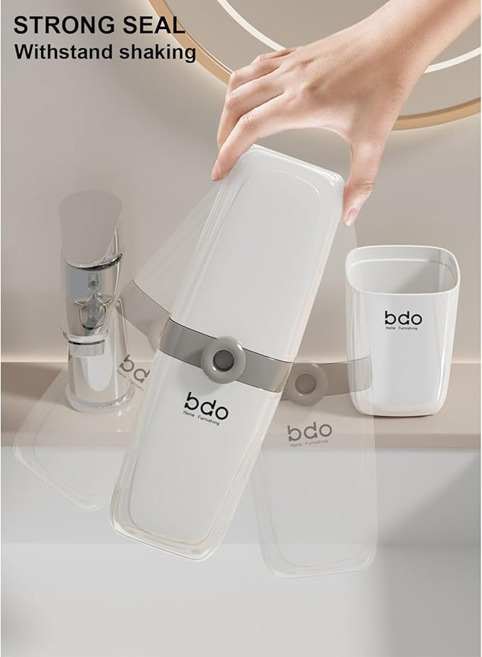Toothbrush Cup Toothbrush Travel Case, Travel Toothbrush Holder Case with Cover Portable Multifunctional Toothbrush Cover, Suitable for Travel Business Camping Bathroom School or Daily Uses (A-White)