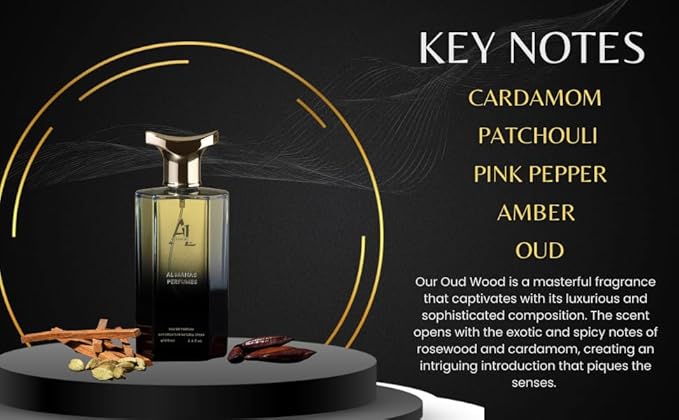 Oud Wood Perfume - Eau de Parfum 100 ml (3.4 Oz) Long Lasting Bold Men Perfume, Floral Woody Scent Arabian Cologne. Notes: Cardamom, Pink Pepper, Patchouli, Amber, Oud