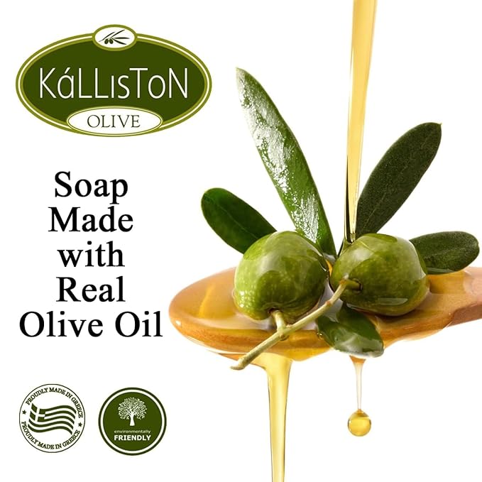 Kalliston, Pomegranate olive soap bar with volcanic Pumice Stone, hypoallergenic, moisturising, all-natural soap from Greece, Pack of 4