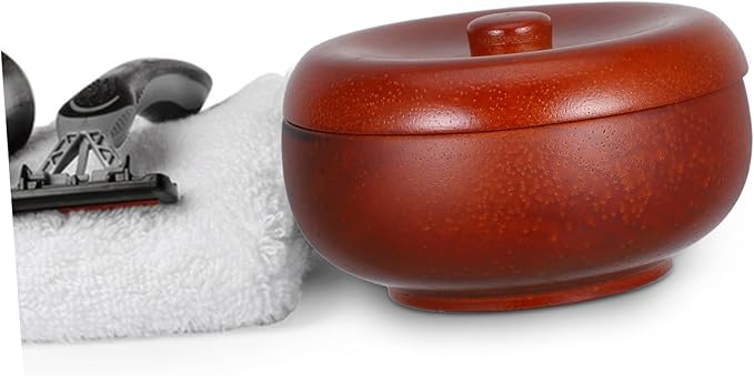 Razor Bowl Mug Wooden Shaving Bowl Lid Shave Soap Cup Shaving Cream for Men