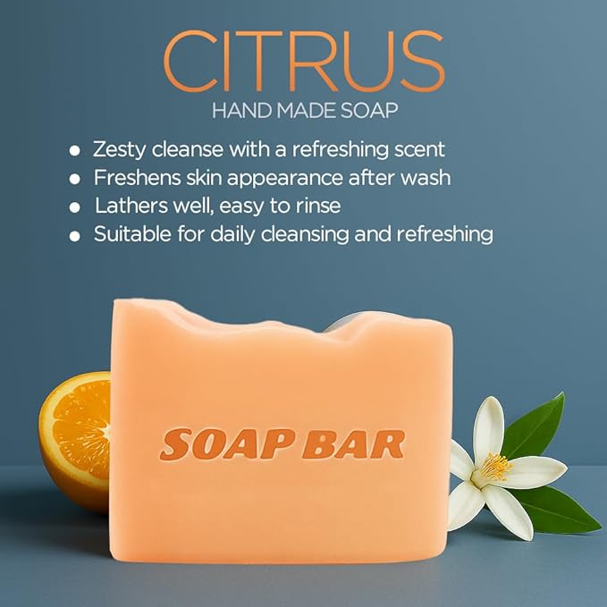 Natural Soap for Men, Soap Bar with Essential Oils, Cold Pressed Bar Soap for Men, Nourishing Mens Bar Soap (Citrus)