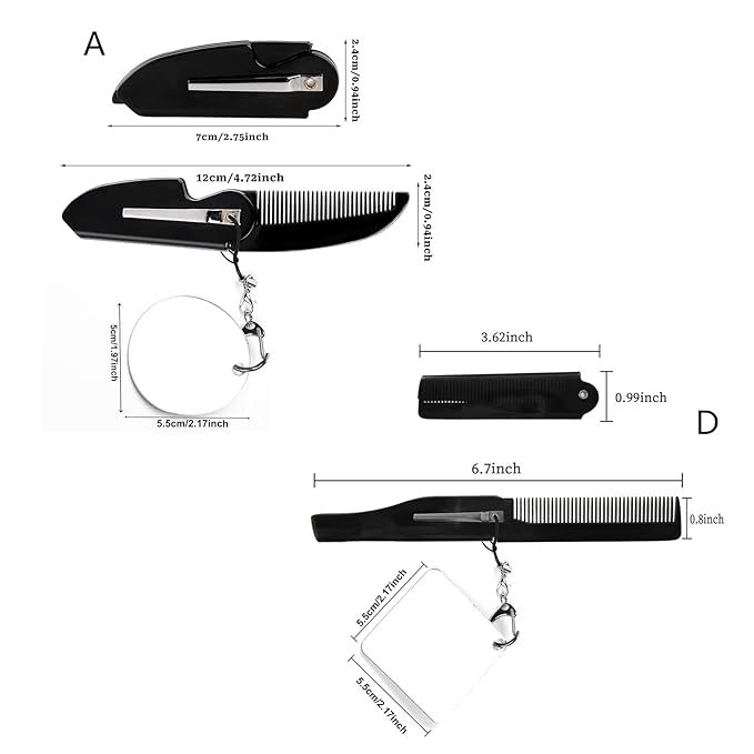 Folding Beard Comb With Mustache Comb Smooth Hair Comb Mens Gift Small Pocket Comb For Men Pocket Comb For Men