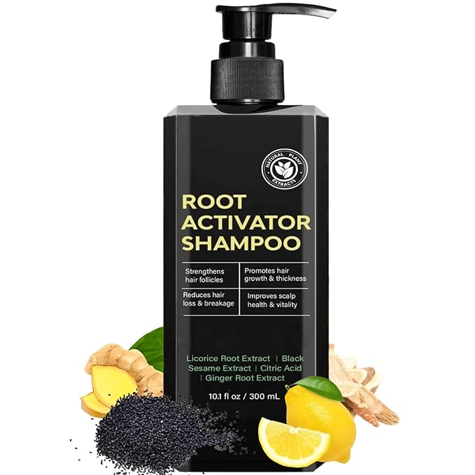 Root Activator Shampoo for Men and Women, 10.1 fl oz/ 300 ml Hair Regrowth Shampoo, Natural Herbal Formula for Men and Women.