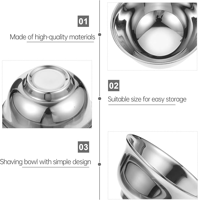 TEHAUX Stainless Steel Shaving Soap Bowl Foaming Cup Barber Shaving Soap Cup for Men Sturdy Lather Bowl Suitable for Home and Professional Use Random Style