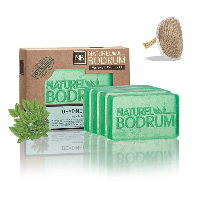 Dead Nettle Organic Soap Bar for Women and Men, Pack of 4 Glycerin Soap Bars - Botanical Body Bars – Gentle Herbal Cleanser - Natural & Vegan Spa Gift, for All Skin Types