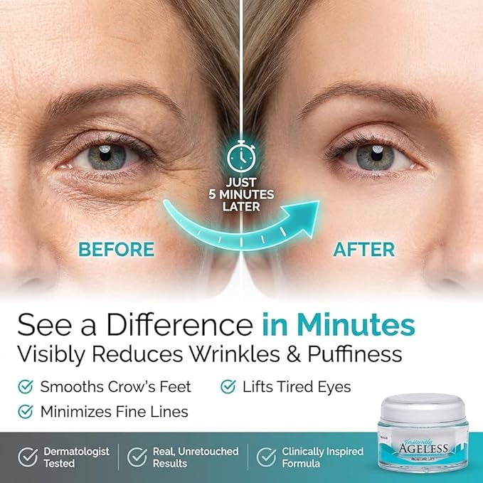 Instantly Ageless Moisture Lift - Argireline Peptide Skin Care Face Moisturizer - Enhance Your Beauty With Firming Daily Moisturizer & Wrinkle Cream - Age Defying Gifts for Women - 1.7 Oz
