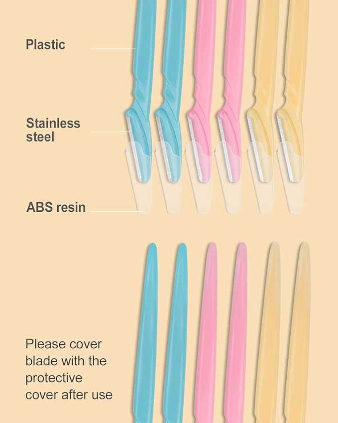 MoHern Dermaplane Razor, 60 Pcs Face Razors for Women and Men, Multipurpose Eyebrow Razor, Dermaplaning Tool for Face by MoHern, Multi-Color (60 Pcs)