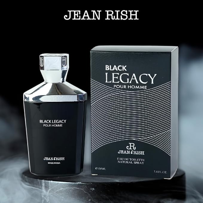Jean Rish Black Legacy Pour Homme Perfume for Men Eau De Toilette, Long-Lasting Luxury Fragrance, Made In USA - Lavender, Bergamot, Sandalwood Scent - 100ml / 3.4 oz
