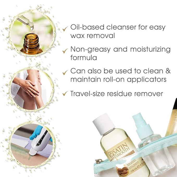 Satin Smooth Satin Release Wax Residue Remover Oil, Almond-Infused, Post-Waxing Oil, Skin Care, 4 fl. oz, 2-Pack