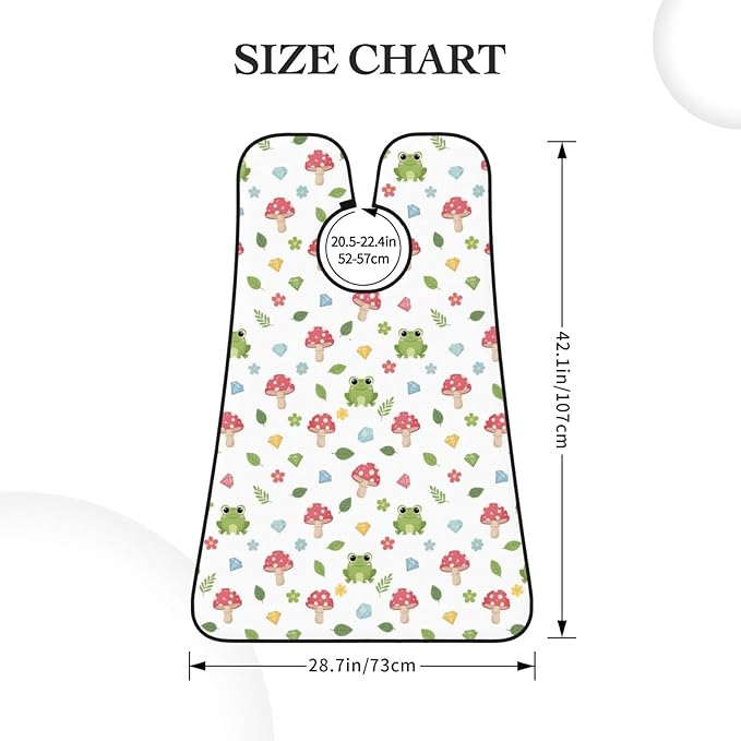 Beard Shaving Cape with Suction Cups, Floral Mushroom Cute Cartoon Green Frog Shave Bib, Non-Stick Waterproof Hair Catcher, Grooming Bib for Men Husband