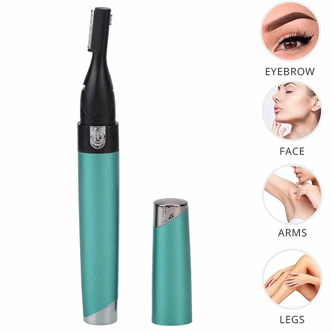 Yinhing Electric Eyebrow Trimmer,Portable Hair Remover Trimmer Painless Shaver Kit for Women Men Lips Armpit Leg Body,Battery Operated (Green)