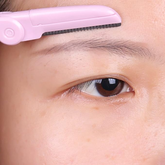 AKOAK 3 Pcs Folding Eyebrow Blade Portable Stainless Steel Mesh Beginners Protective Shaving Precision Razor, Eyebrow Trimmer for Both Men and Women