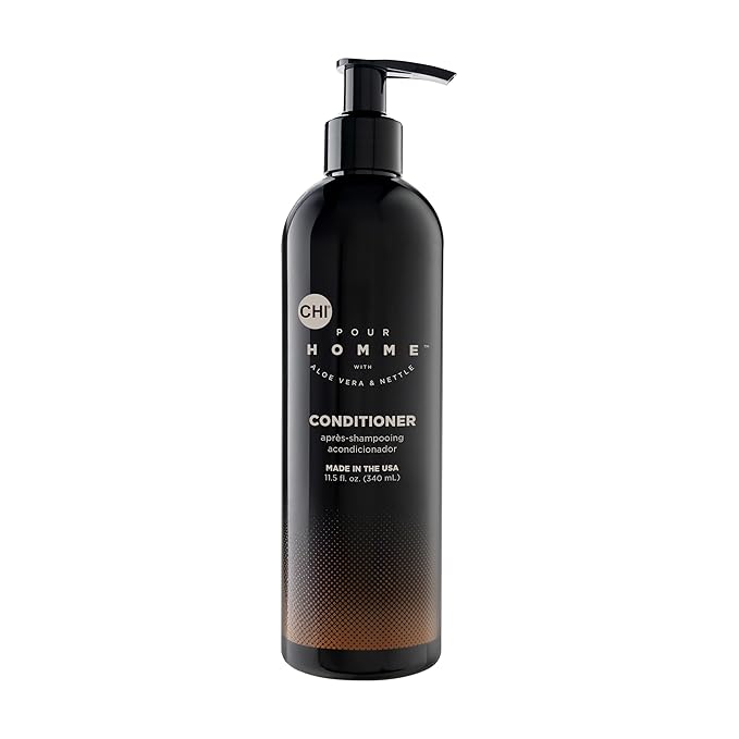 CHI Pour Homme Moisturizing Daily Conditioner For Men, Smooths & Detangles, Made With Aloe Vera & Nettle, Fresh, Woody Scent, Sulfate-Free, 11.5 oz