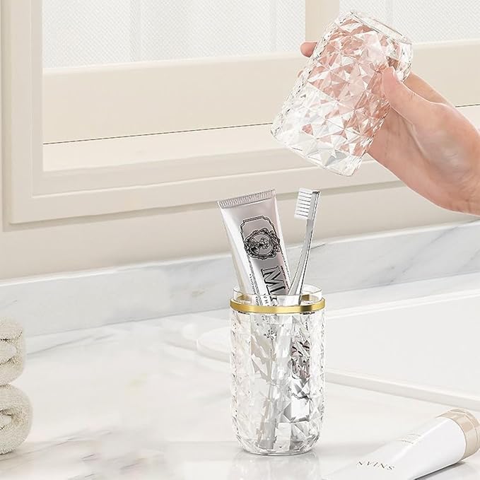 Travel Toothbrush Holder Large Travel Toothbrush Cup, Clear and Bright, Comfortable to Hold, Travel Toothpaste Container for Business Trip School Camping Bathroom(Clear)