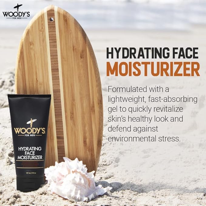 Woody's Face Moisturizer for Men with Menthol - Hydrating Daily Facial Lotion for Dry Skin, Anti-Aging Face Cream, Mens Skin Care, 5 fl oz