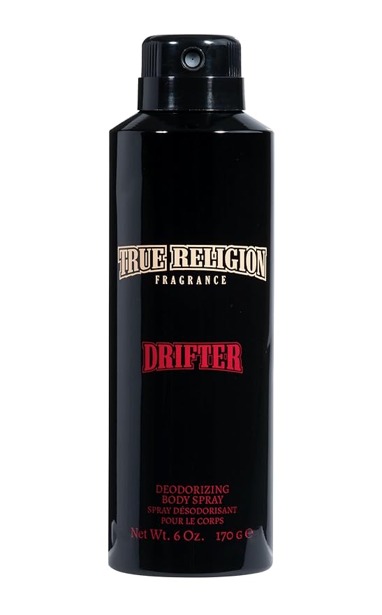 True Religion Drifter Body Spray for Men - Body Spray Cologne, EDT, All Over Men's & Boys Mist with Notes of Bergamot, Aromatic Herbs & Patchouli Fragrance - 6 fl oz