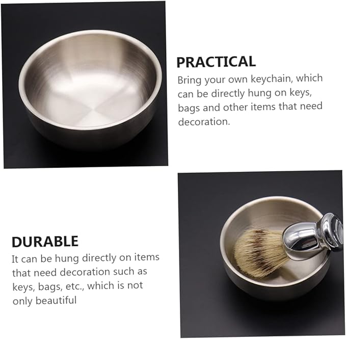 2pcs Stainless Steel Shaving Brush and Soap Bowl Set for Men's Wet Shaving and Lightweight Grooming Tools for Home Travel Use