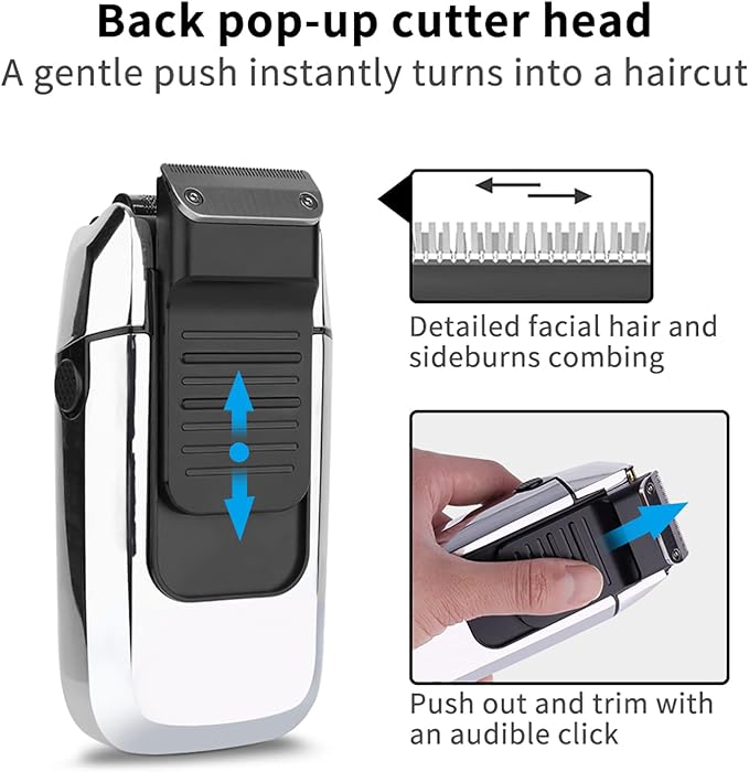 DSP Electric Razor for Men - 2 in 1 Bald Shaver with 2 Foil Head and Precision Trimmer - Rechargeable 3-Speed Barber Shaver with LED Digital Display (Silver)