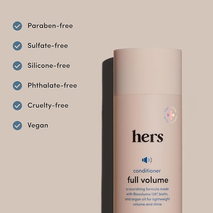 hers Full Volume Shampoo & Conditioner Set - Volumizing Set for Women- Adds Volume & Shine - Coastal Cedar Citron - 2 x 6.4 oz & hers Minoxidil 2% Topical Serum Solution, Hair Regrowth Treatment, 2 oz