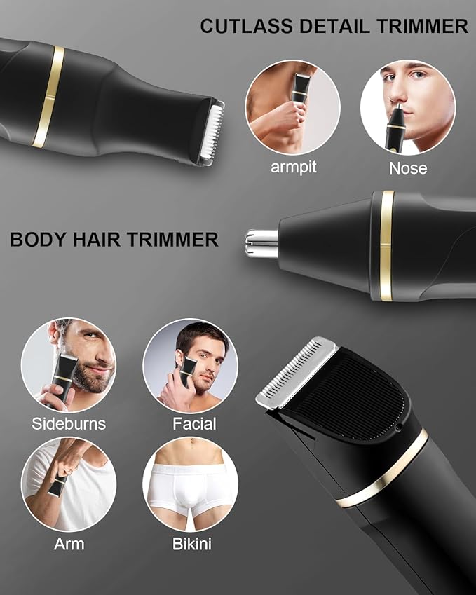 AREYZIN Body Hair Trimmer Men: Manscape 3 in 1 Electric Razor, Hair Trimmer for Body Groomer,Beard, Nose/Ear Hair,USB-C Replaceable Dock Ceramic Blade Heads