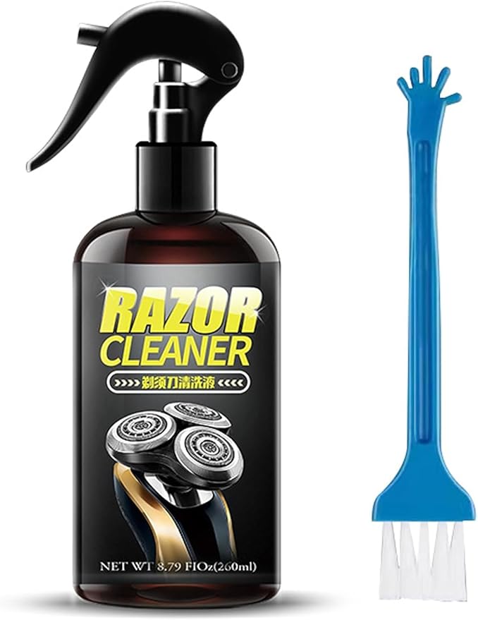 Universal Efficient Electric Razor Cleaner Spray, 9.15oz Electric Shaver Cleaning Solution, Blade Cleaner with Brush - Cleans Blades, Eliminates Cut Hair, Lubricating and Rust Prevention
