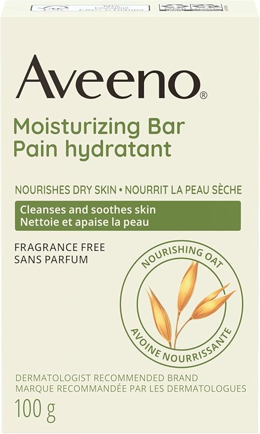 Aveeno Gentle Moisturizing Bar Facial Cleanser with Nourishing Oat for Dry Skin, Fragrance-free, Dye-Free, & Soap-Free, 3.5 oz (Pack of 6)