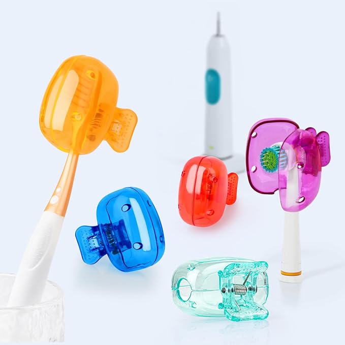 6 Pack Toothbrush Covers Portable Toothbrush Protector Coverings Clips Tooth Brush Storage Head Cover Cap for Kids Bathroom Home Travel Tooth Brush Case