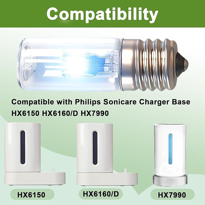 4PCS E17 3W 10V Light Bulbs Replacement Compatible with Philips Sonicare Charger Base HX6150 HX6160/D HX7990