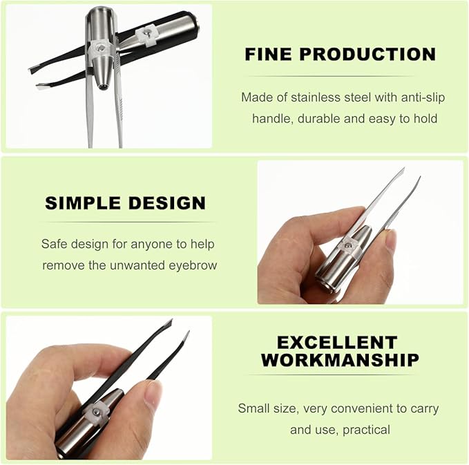 SOLUSTRE Eyelash Extension Tweezers 2pcs Tweezers with Light LED Tweezers Pliers Tool Stainless Steel Eyebrow Facial Hair Removal Cosmetic Makeup Tools 9. 8x2cm Mens Grooming Trimmer