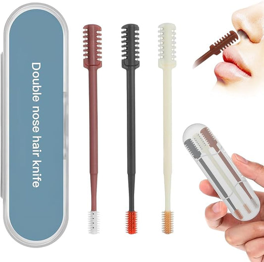 New 2026 Upgraded Staggered Blades Nose Hair Trimmer - Pain-Free & Efficient Nostril Hair Remover for Men and Women, Manual 360°Rotation with Soft Cleaning Brush (3-Pack