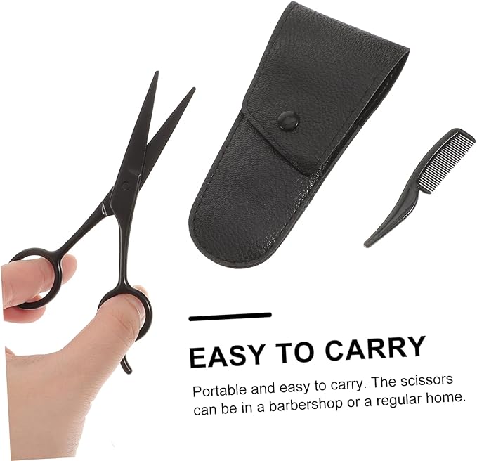 NOLITOY 3pcs Stainless Steel Shears Set Mustache Scissors Beard Trimmer Eyebrow Clipper Portable for Barbershop Home Salons