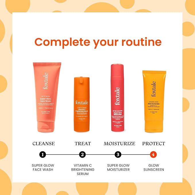 FoxTale Vitamin C & Niacinamide Glow Sunscreen Spf 50 Pa++++, Lightweight, Fast Absorbing, Uva And Uvb Filters, Prevents Tanning, No White Cast, Non-Greasy, For Men&Women, All Skin Types - 50 Ml