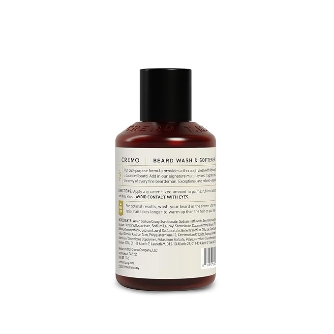 Cremo Wild Mint Beard & Scruff Softener, Softens and Conditions Coarse Facial Hair of All Lengths in Just 30 Seconds, 6 Fl Oz