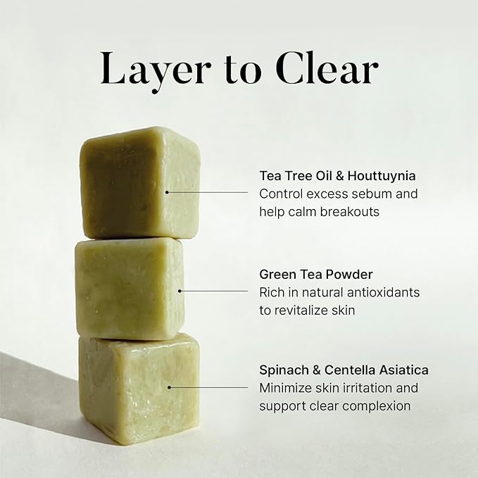 Clarifying Bar Soap Refill – Gentle Cleansing for Oily & Acne-prone Skin – Korean Skincare, Plant-based, Sulfate-free – For Men & Women I 3.53oz (5 Bars)