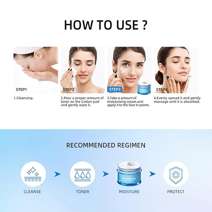Hyaluronic Acid Face Night Cream & Moisturizer - Deep Hydration for Dry Skin, 1.76 oz (Cream, 1pc)