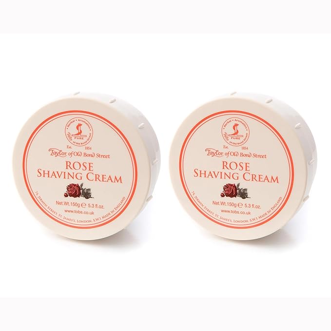 Taylor of Old Bond Street Rose Fragrance Shaving Cream Bowl 150g (2-Pack) – Rich Lather for Traditional Shaving