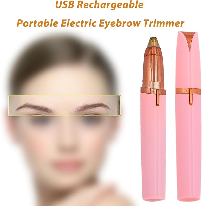 USB Rechargeable Portable Electric Eyebrow Trimmer Pen for Women,Painless Precision Eyebrow Hair Remover, Safe Eyebrow Shaver Razor Tool for face Leg Lip Armpit Hand(Pink)