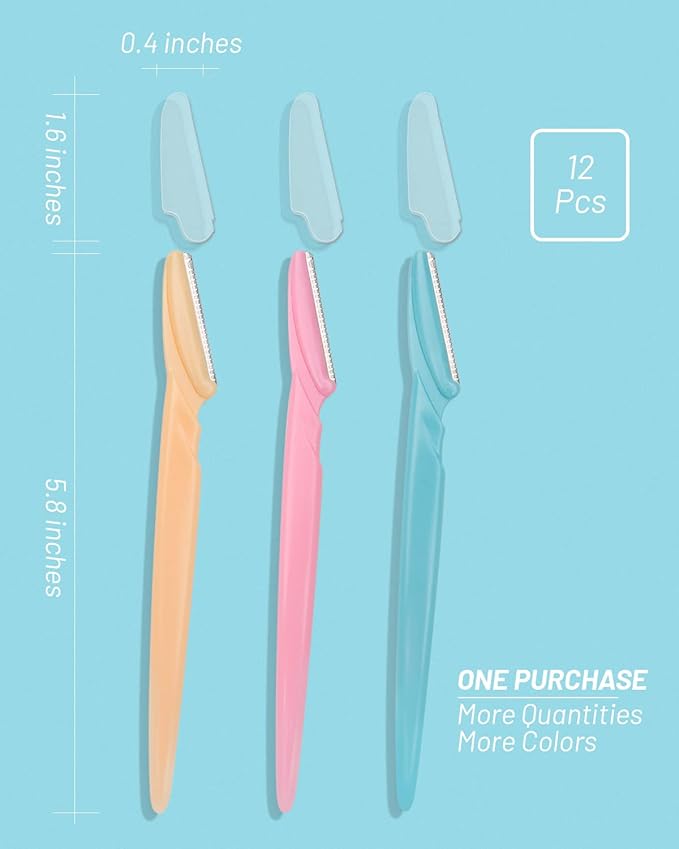 MoHern Dermaplane Razor, Face Razors for Women and Men, Multipurpose Eyebrow Razor, Dermaplaning Tool for Face by MoHern, Multi-Color (12 Pcs)