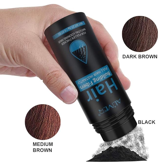Hair Fibers for Thinning Hair With Spray,Undetectable Natural Formula,Thicker Fuller Hair in 15 Seconds,Instantly Conceal & Thicken Thinning or Balding Hair Areas,For Men&Women，Black