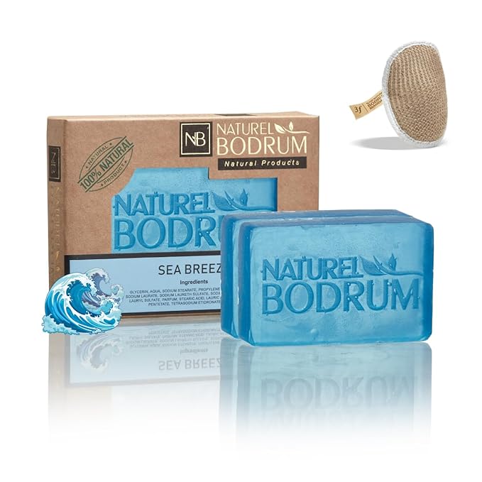 Sea Breeze Organic Soap Bar for Women and Men, Pack of 2 Glycerin Soap Bars - Detoxifying Mineral-Rich Facial & Body Bar Soap with Natural Glycerin - Natural & Vegan Spa Gift, for All Skin Types