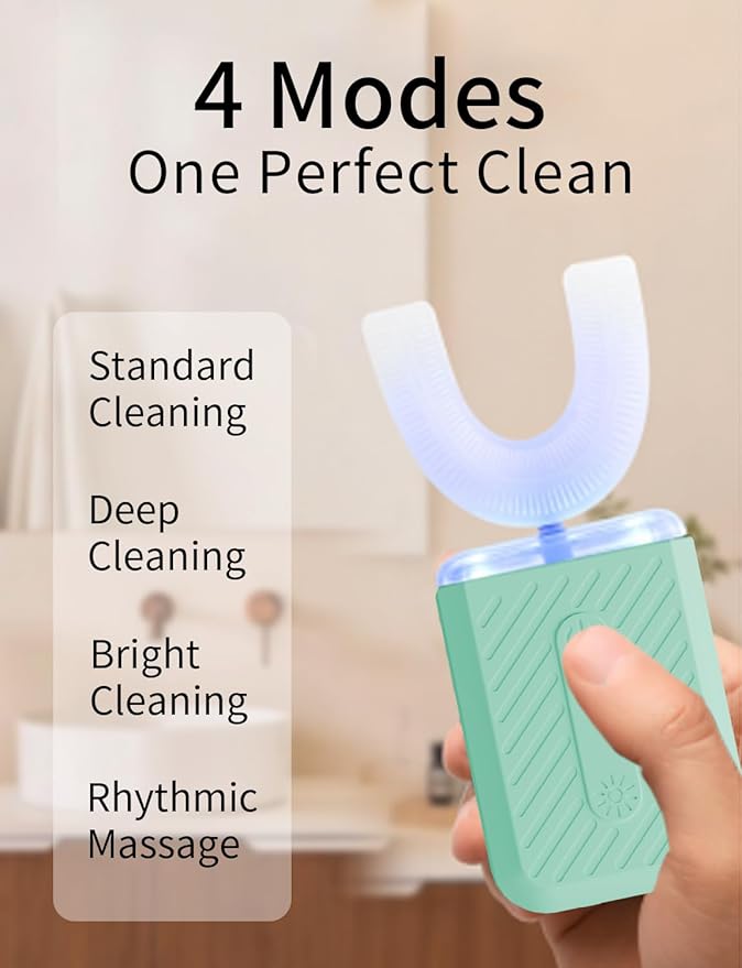 U-Shaped Electric Toothbrush for Adults, Electric Toothbrush with IPX7 Waterproof