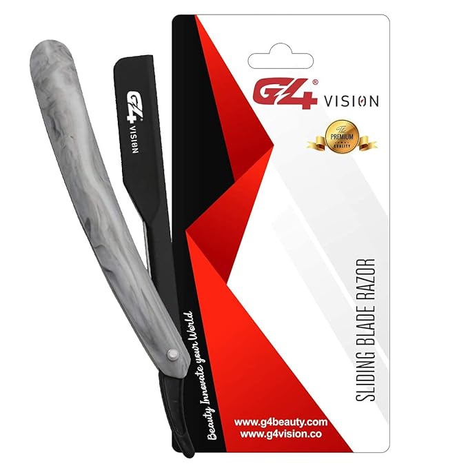 G4 Stainless Steel Straight Edge Barber Shaving Razor Blade for Close Shaving Men Replaceable Blades (Stone Slide)